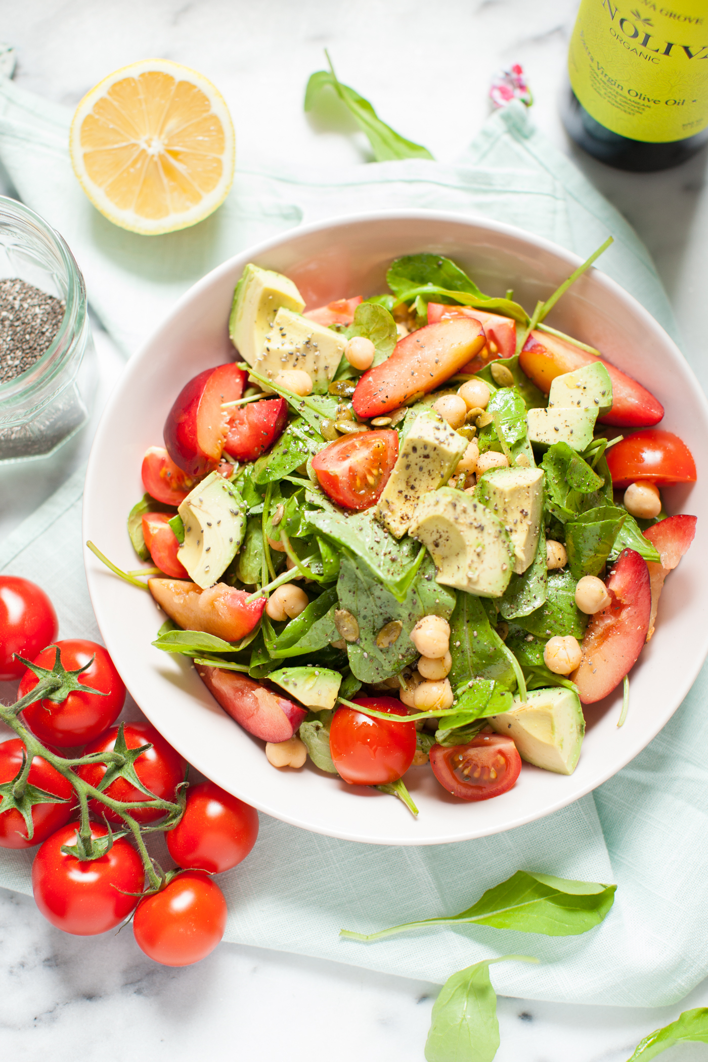 Plum & Tomato Arugula Salad