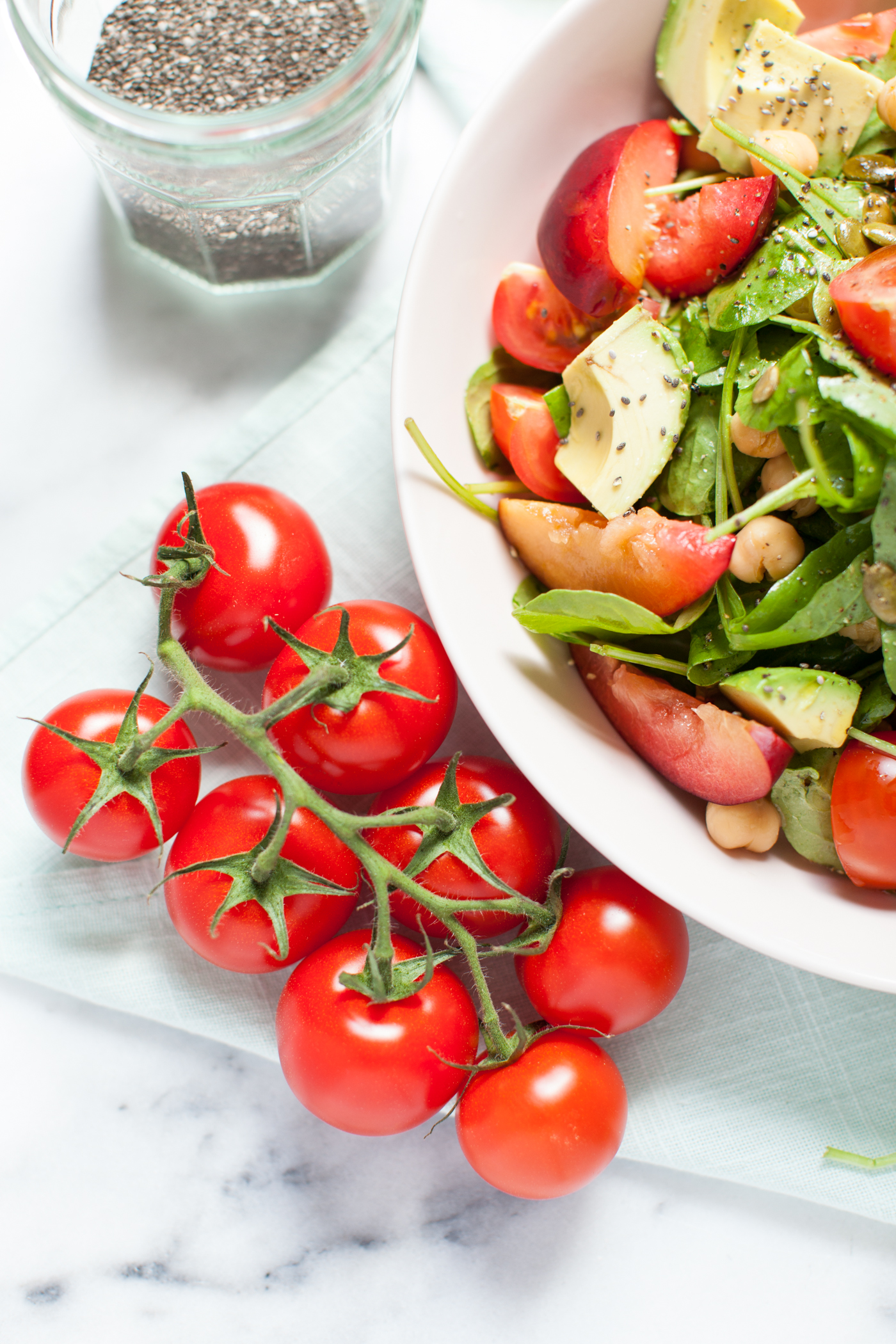 Plum & Tomato Arugula Salad
