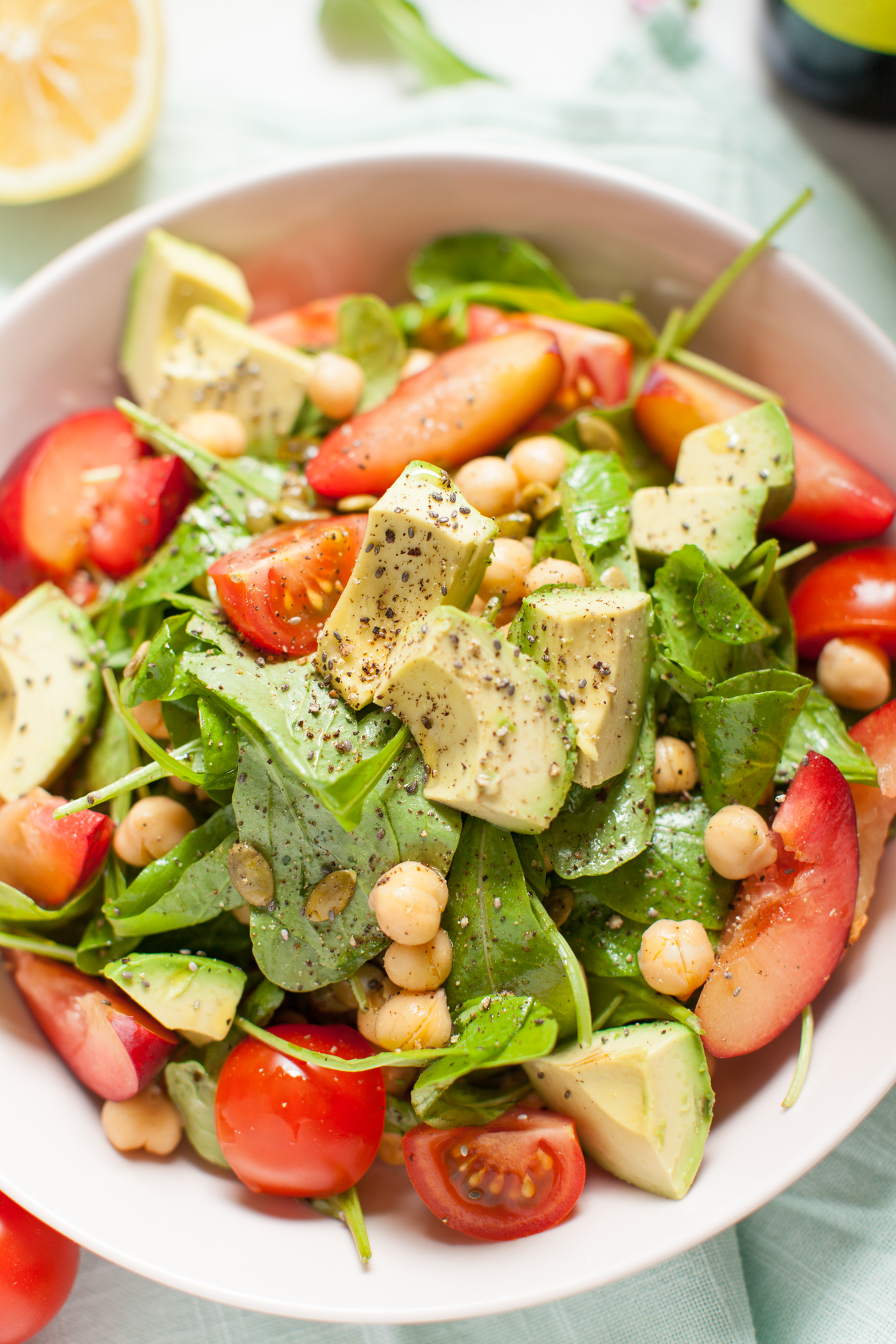 Plum & Tomato Arugula Salad